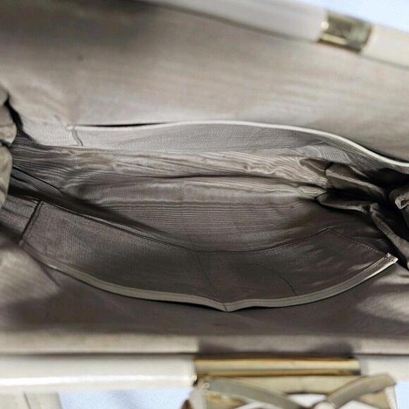 Vintage 1950's Mid Century Needlepoint Floral Purse Handbag Pocket Beige - Picture 13 of 13